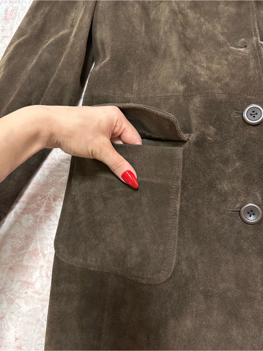 Vintage 🤎 100% Genuine Suede Trench Coat - Picture 2 of 11